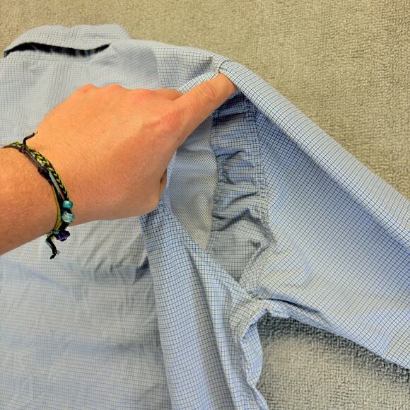 ExOfficio Button Up Shirt Men's 2XL Blue Check Long Sleeve Vented Fishing - Picture 3 of 8